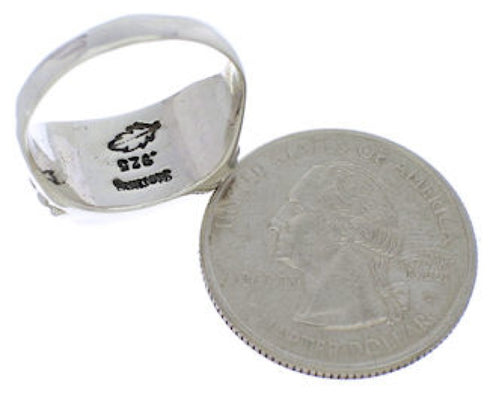 Silver Turquoise Multicolor Southwest Inlay Ring Size 8-3/4 JX38089